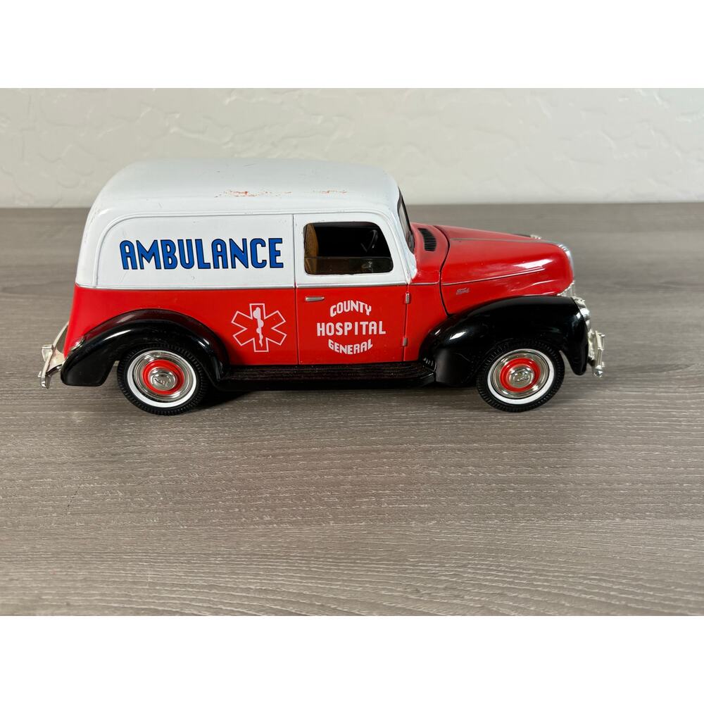 1940 Ford Ambulance Golden‎ Wheel Die Cast Piggy Bank- EUC